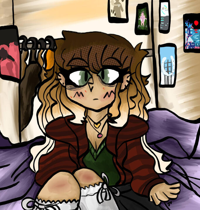 halfbody, semi-detailed background