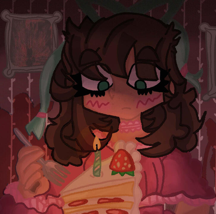 bust, semi-detailed background