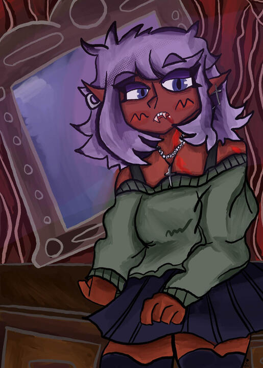 halfbody, semi-detailed background